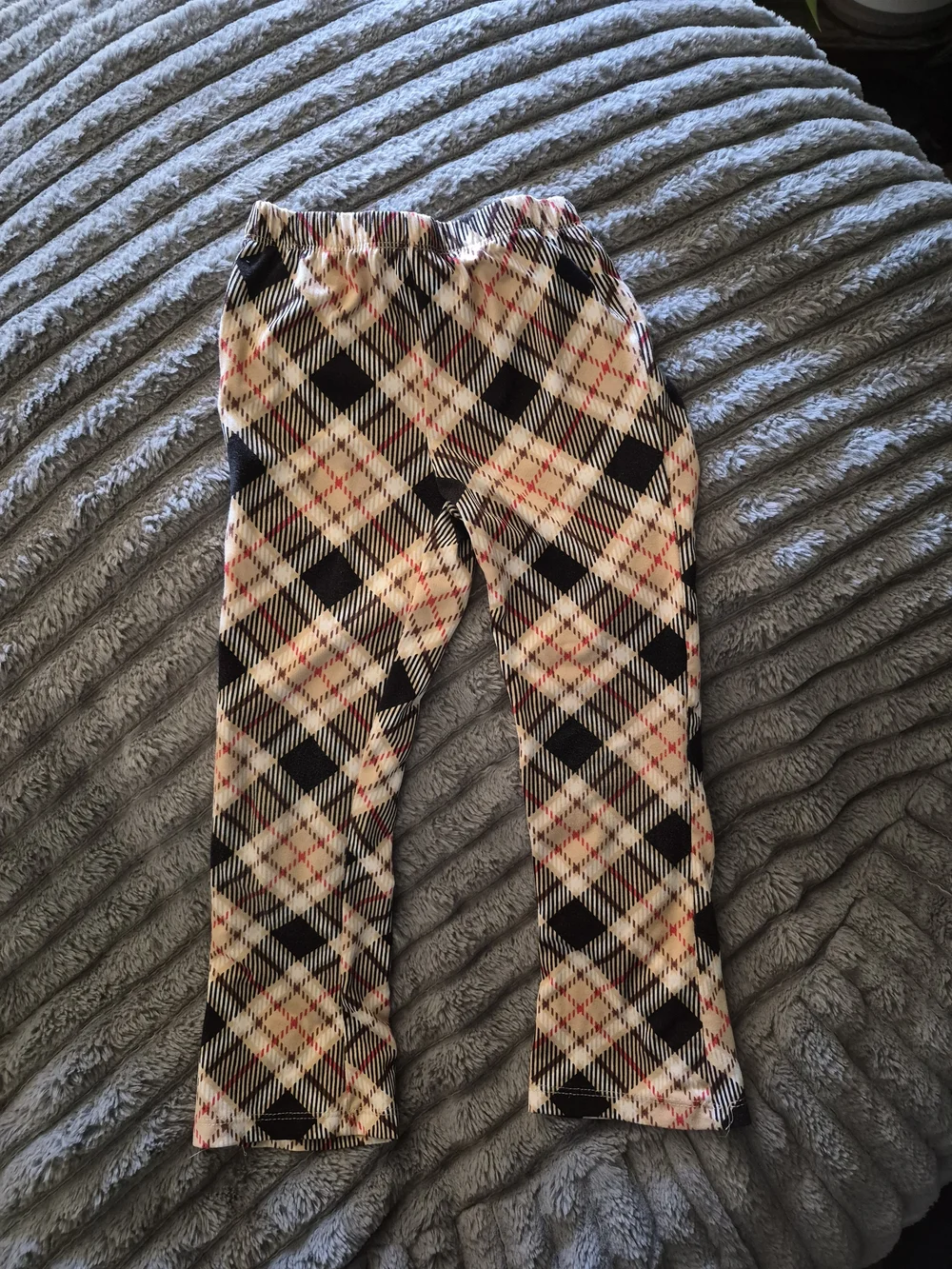 Kids Plaid Pajama Pants - Cream and Black